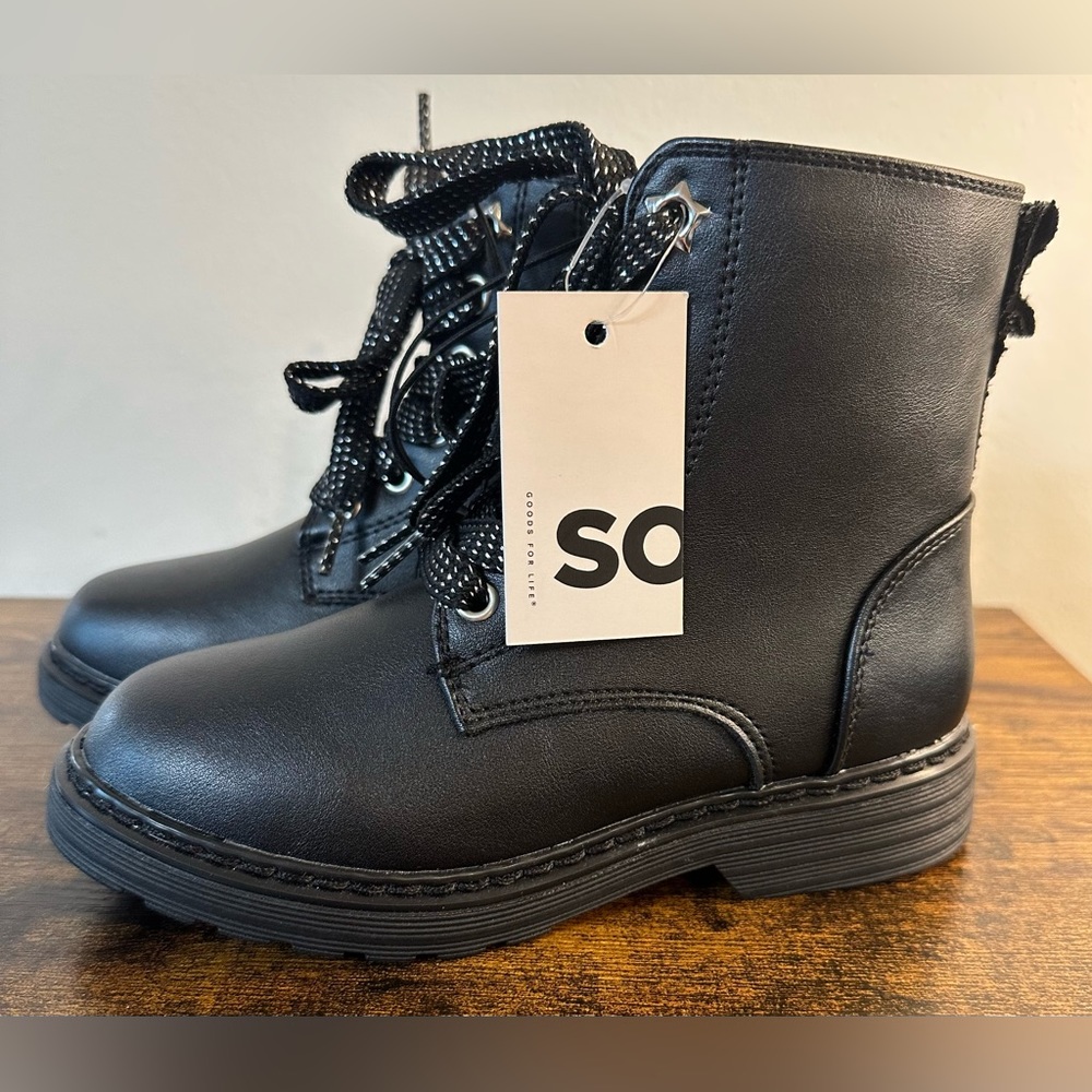 SO Toddler and Little Girl Black Combat Boots NWT Various Sizes